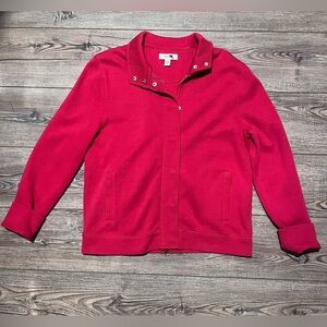 Faconnable red luxury zip up and button sweater medium cotton light jacket